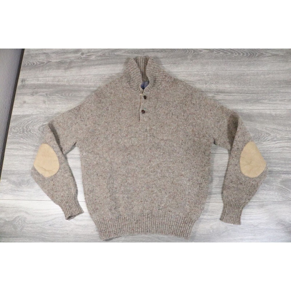 vintage PENDLETON WESTERN RAG WOOL ELBOW PATCH OUTDOORS SWEATER L